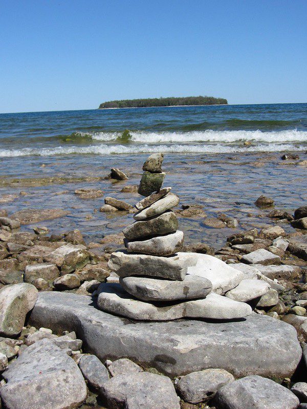 Picture depicting a cairn near Fish Creek, Door County, Wisconsin