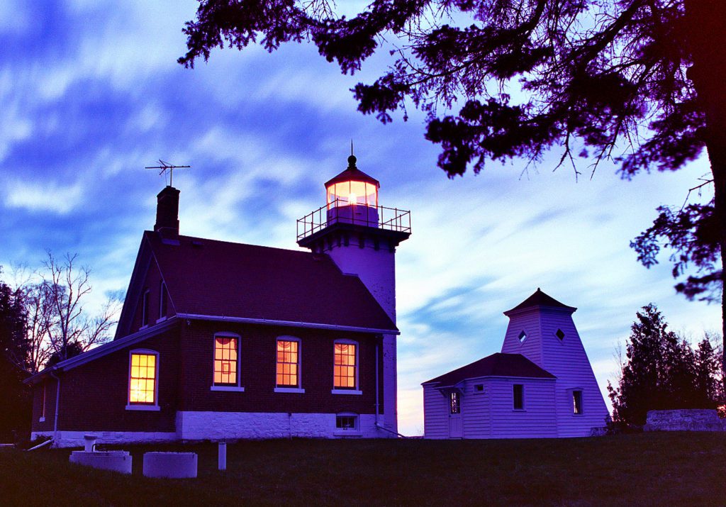 Picture depicting Sherwood Point Lighthouse in Door County Wisconsin.