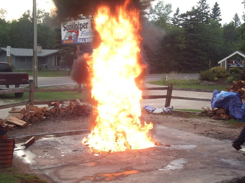 photo depicting a boil-over at a Door County fish boil