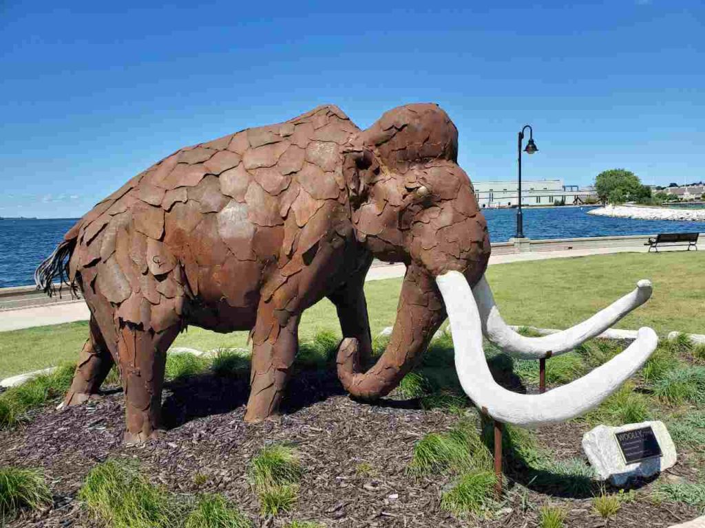 wooly mammoth at bay view park in sturgeon bay door county wisconsin