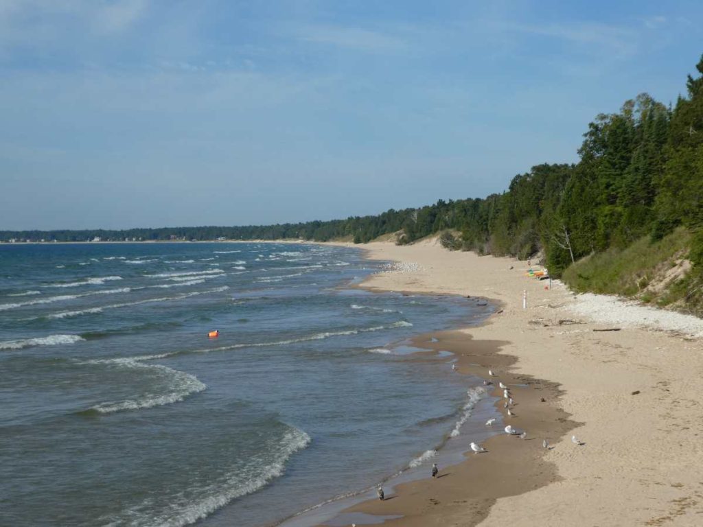 sand beach at Whitefish Dunes State Park in Door County, Wisconsin.
