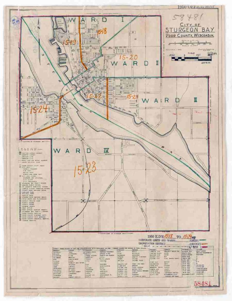1950 Census Enumeration District Maps - Wisconsin (WI) - Door County - Sturgeon Bay