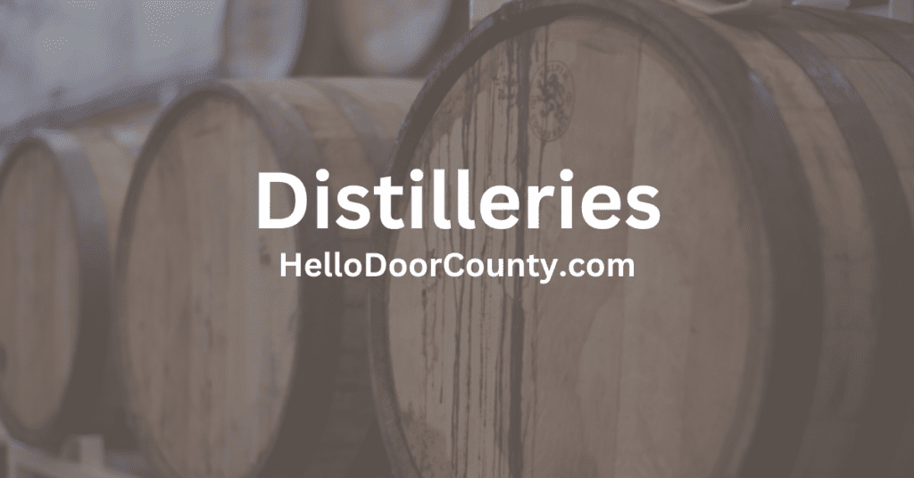 bourbon barrels with superimposed text that says: "Distilleries."