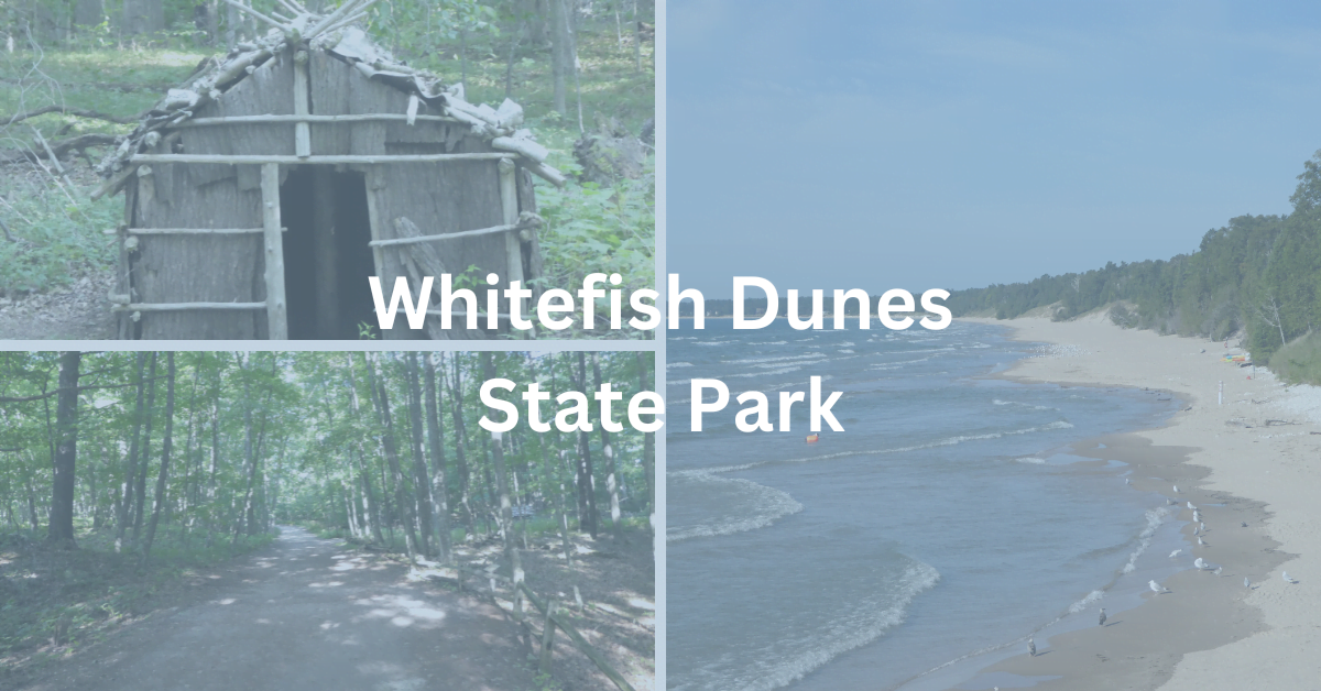 grid of images depicting scenese in Whitefish Dunes State Park