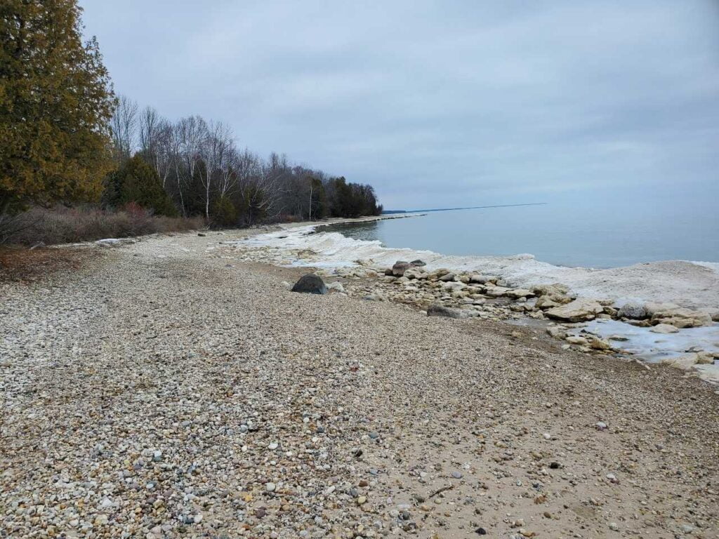 Pebble beach wide shot at the Legacy Preserve at Clay Banks - Door County Land Trust