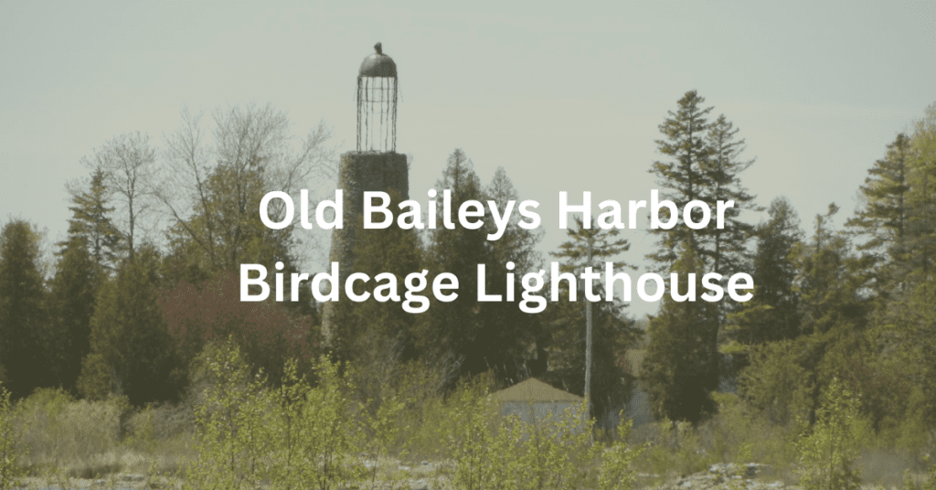Old Baileys Harbor Birdcage Lighthouse. Stone tower.