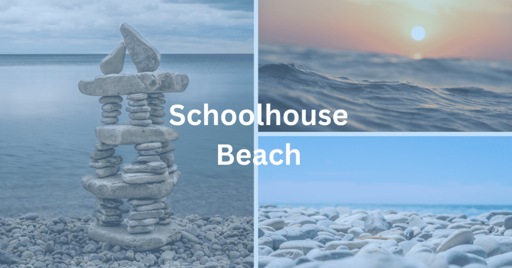 Grid with scenes from Schoolhouse Beach on Washington Island, WI.