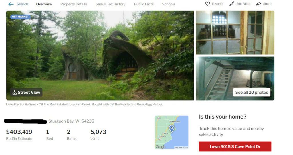 screenshot of a real estate listing for the Door County Mushroom House