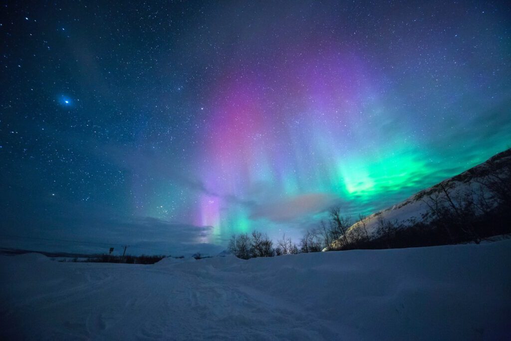 Aurora Borealis (Northern Lights) in a northern location.