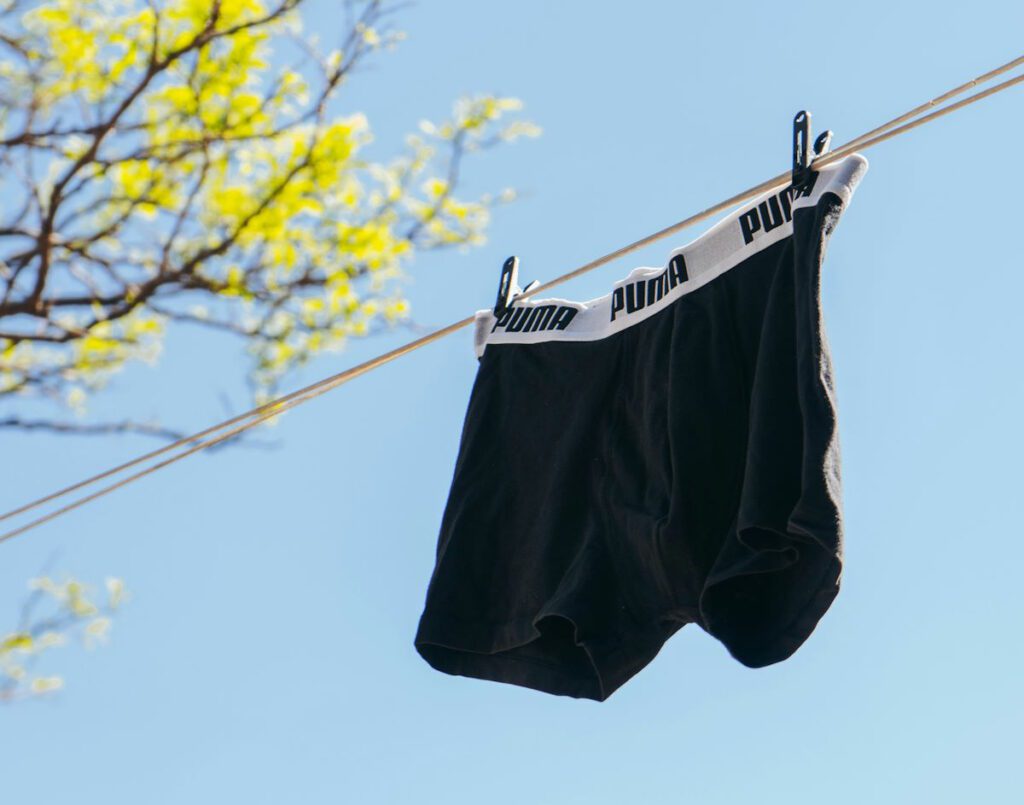 underwear hanging on a drying line