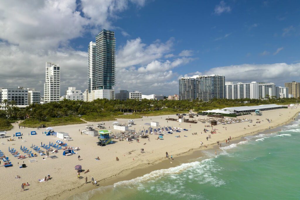 Miami Beach city from above. Popular vacation place in the USA.