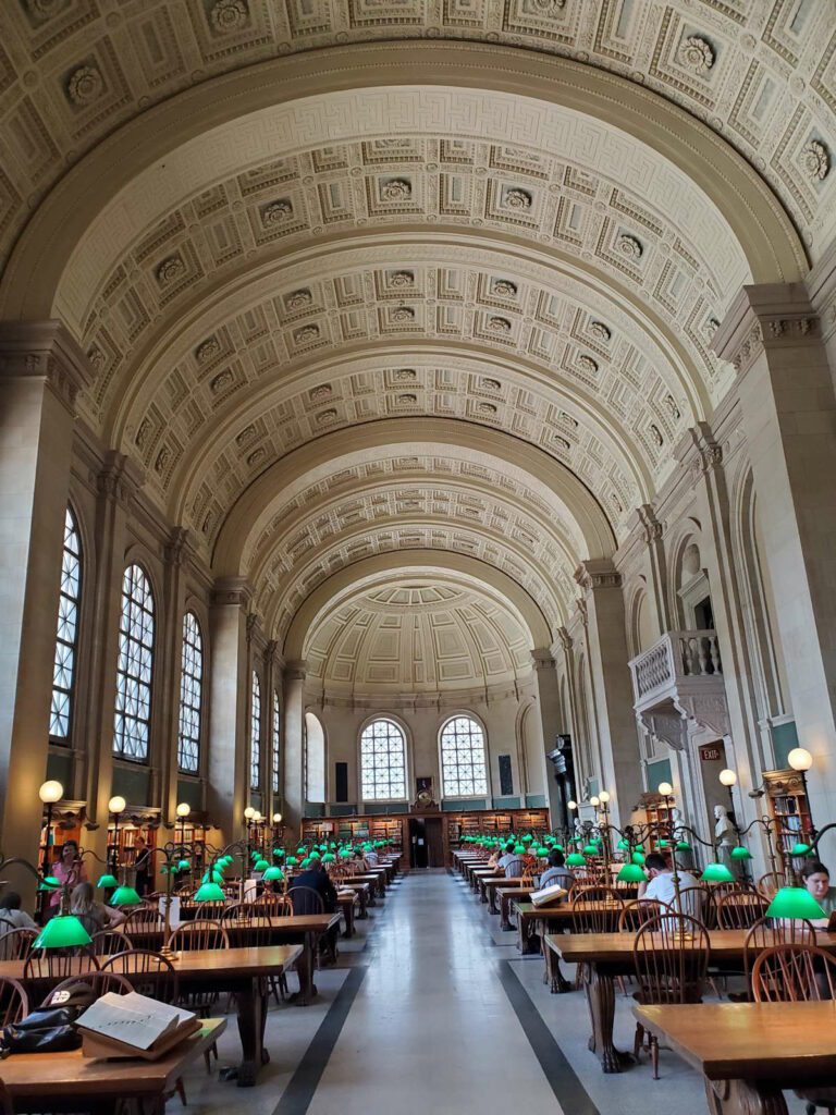 Reading room at the Boston Public Library