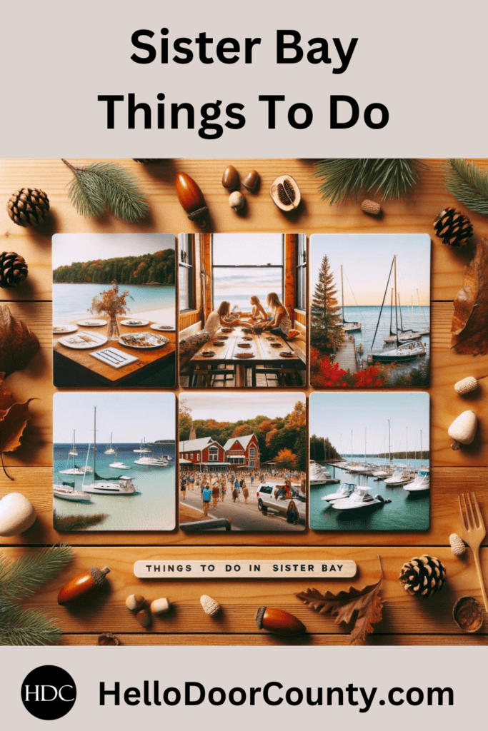 collage of images depicting things to do in Sister Bay, Wisconsin