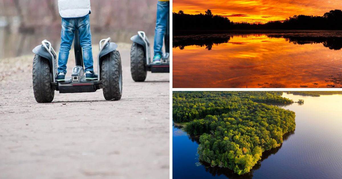 Image grid depicting a Segway tour in Peninsula State Park.