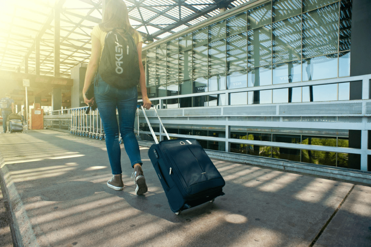 woman walking through the airport