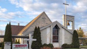 Exterior of Saint Peter's Lutheran Church in Door County.